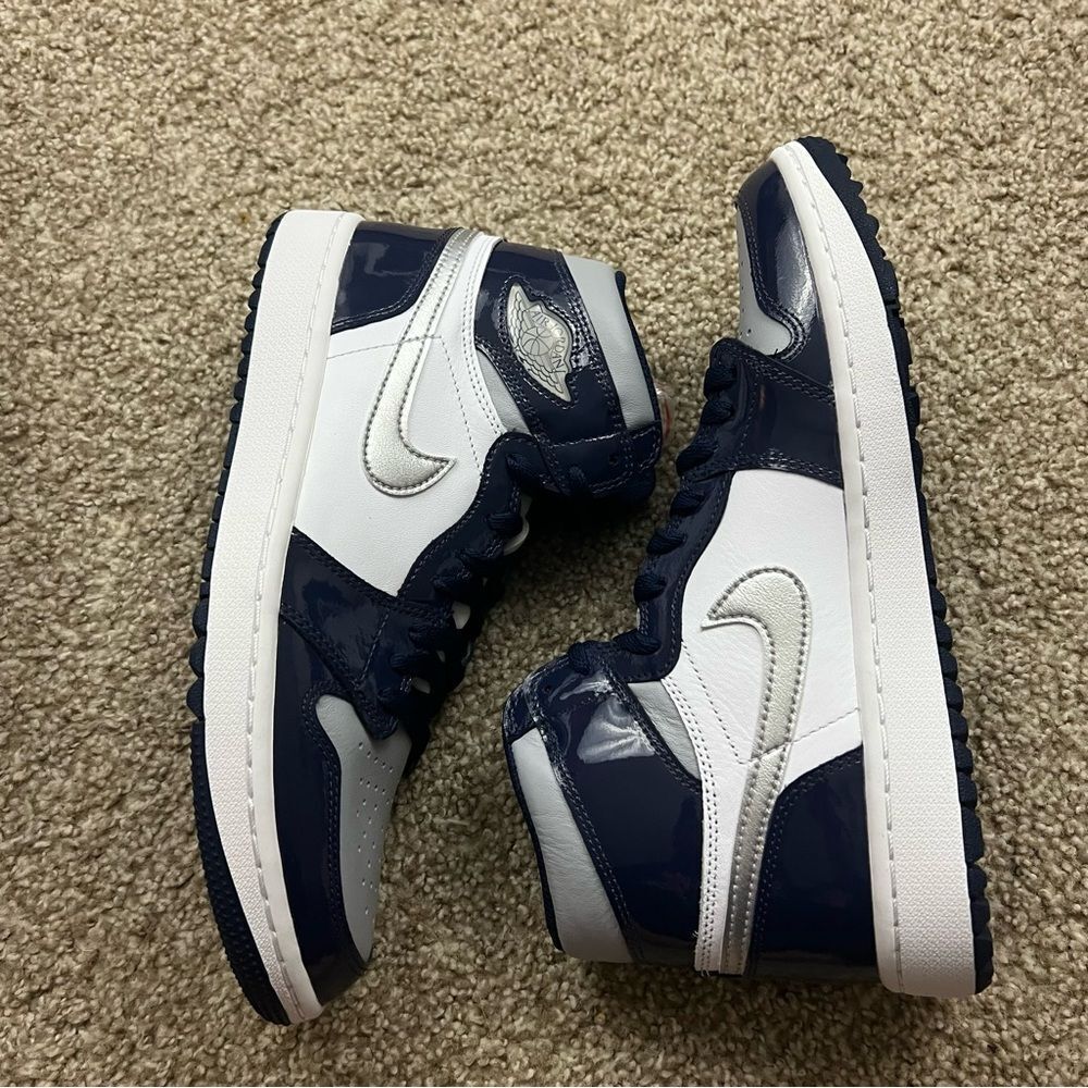 Jordan 1 high golf patent midnight navy men's 9